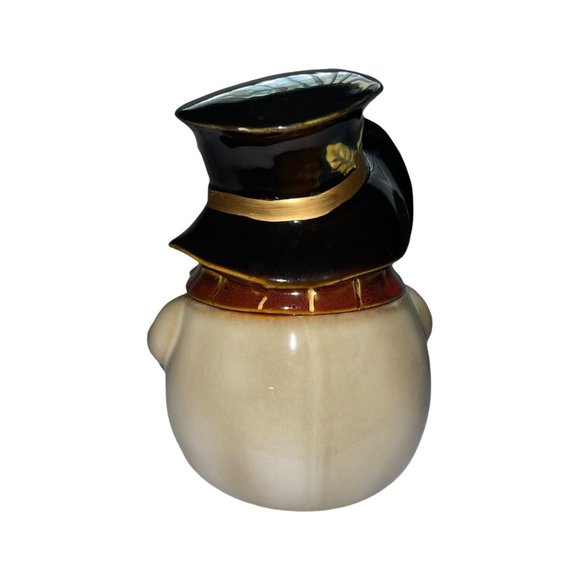 Rare Gibson Vintage Handpainted Snowman Cookie Jar Christmas Holiday - Picture 3 of 7